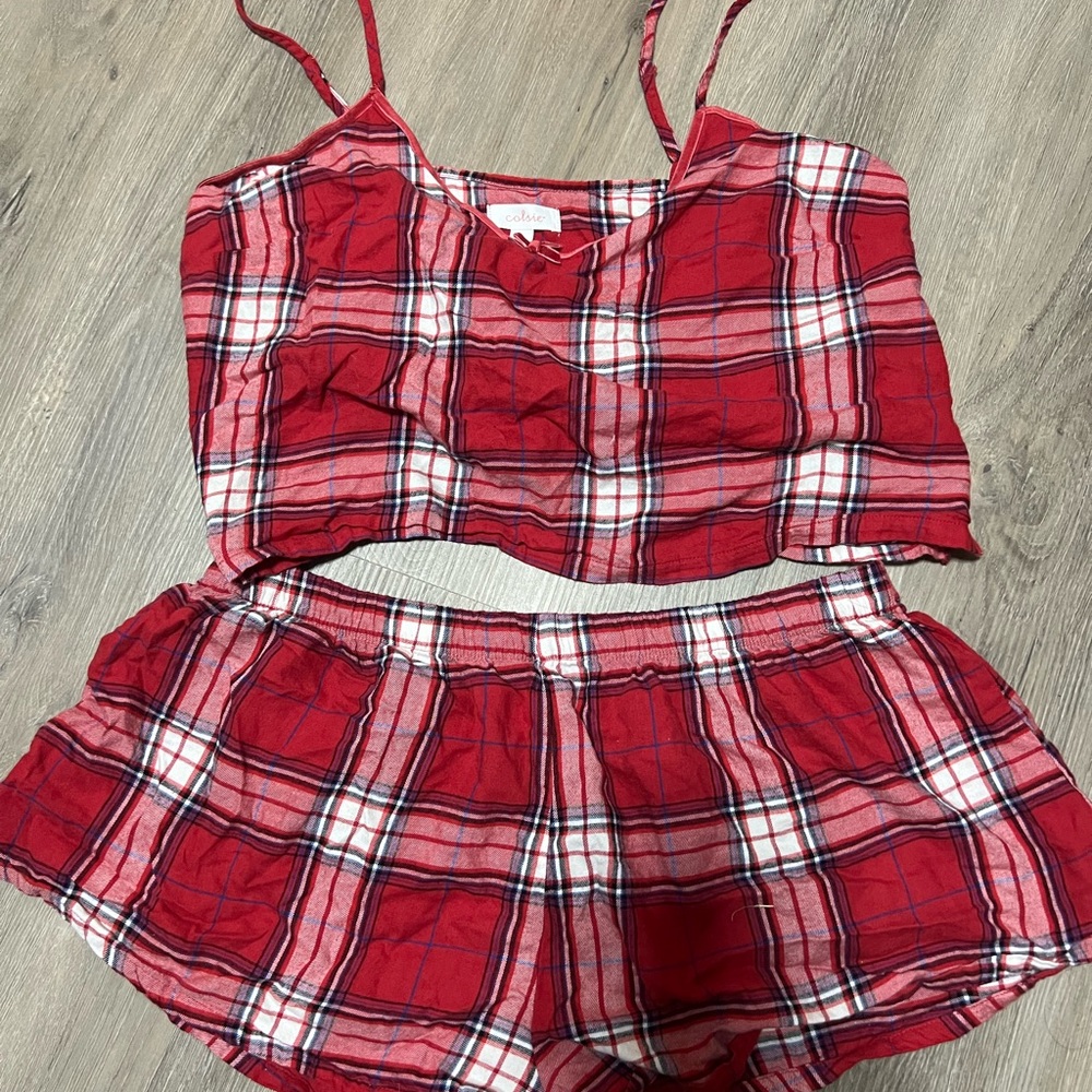 Target Colsie Red and Blue Plaid PJ Set